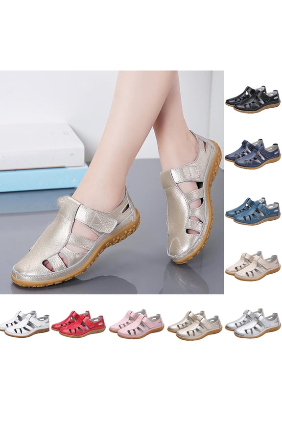 Comfort Sandals, Women's Summer Leather Sandals Comfortable Soft Soled Mom Shoes Paste Casual Shoes