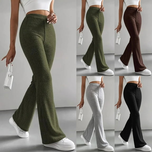 Xunlbb Dress Pants Women Women Fashion Solid Casual Elastic Waist With Trousers Knitted Long Pants Gift for Her, S-2XL