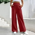 thumbnail image 1 of Xunlbb Dress Pants Women Womens Summer Fashion Solid Casual Elastic Waist Long Wide Leg Pants Gift for Her, S-2XL, 1 of 7