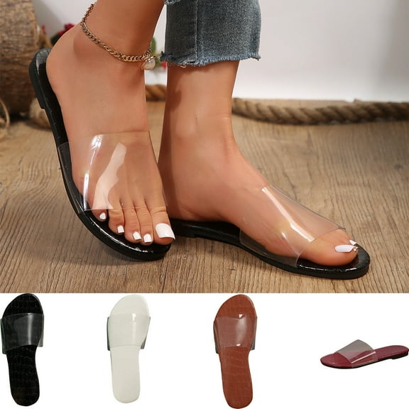 Xunlbb Flat Sandals for Women Slip-on Strappy Sandals Lightweight Non-Slide Waterproof Sandals Recovery Summer Beach Shoes Casual Indoor Outdoor Fashion Free Size Slides