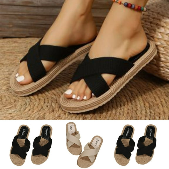 Xunlbb Flat Sandals for Women Slip-on Strappy Sandals Lightweight Non-Slide Waterproof Sandals Recovery Summer Beach Shoes Casual Indoor Outdoor Fashion Free Size Slides