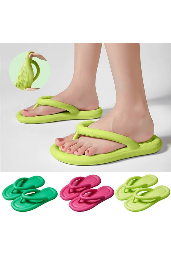 Flip Flops for Women Girls Soft Sole Rubber Slippers Thick Rubber Sandals Lightweight Quick Dry Bathing Shoes Summer Vacation Beach Fashion Footwear Full Size