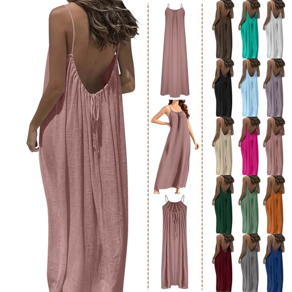 Xunlbb Holiday Dresses for Women 2025 Women's Fashion Large Backless Strap Slim Temperament Mid-Length Wool Dress Size S-XL