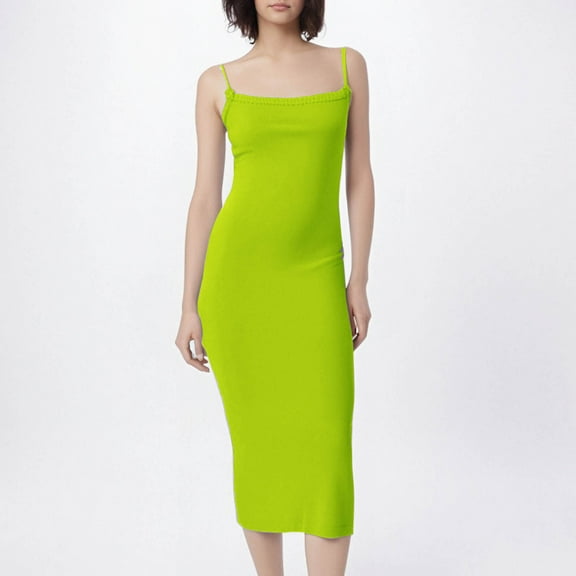 Xunlbb Holiday Dresses for Women 2025 Women's Fashion Large Backless Strap Slim Temperament Mid-Length Wool Dress Size S-XL