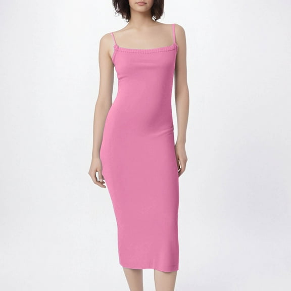 Xunlbb Holiday Dresses for Women 2025 Women's Fashion Sexy Large Backless Strap Slim Temperament Mid-Length Wool Dress Size S-XL