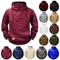 thumbnail image 1 of Xunlbb Hoodies for Men Casua Men Hoodies With Drawstring And Zipper Solid Color Loose Men's Sweatshirts Fashionable And Personalized Arm Pocket Top Pullover Men's Hoodie, S-3XL, 1 of 4