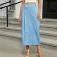 thumbnail image 1 of Xunlbb Jean Skirts for Women Denim, Women's Fashion Solid Color Elastic Waist Slit Cowboy Skirt Gift for Girls, Size S-2XL, 1 of 5