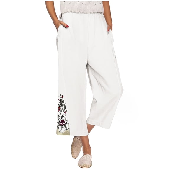 Xunlbb Linen Pants for Women Ladies' Fashionable And Casual Side Pleated Cotton And Linen Pants Cotton And Linen Loose Pants Gift for Women ,B-White S