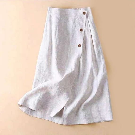 Xunlbb Long Skirts for Women, Women Fashion Summer Casual Comfy Button Solid Going Out A-Line Skirt, Size M-2XL