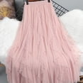 thumbnail image 1 of Xunlbb Long Skirts for Women, Women's Solid Color High Waist Bead Mesh High Elasticity Waistband Skirt Gift for Women, on Clearance, 1 of 6