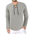 thumbnail image 1 of Xunlbb Long Sleeve Shirts for Men, Men's Summer Fashion Casual Tie Out Solid Color Pocket Long Sleeve V-Neck Top S-3XL Gift for Him, 1 of 3