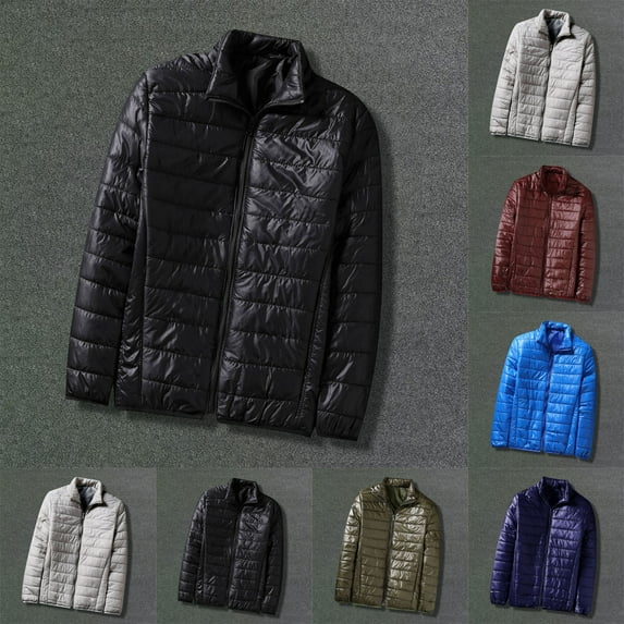 Xunlbb Men Jacket Winter Clearance, Men's Winter Down Jacket Zipper Cardigan Pocket Long Sleeve Padded Jacket Coat M-3XL