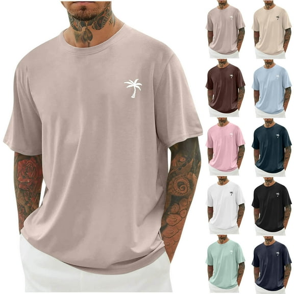 Xunlbb Men- Round Neck T-Shirt Men Print Round Neck Casual Fashion Short Sleeve Round-Neck Blouses Shirts S-5XL