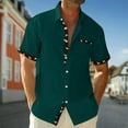thumbnail image 1 of Xunlbb Men Tops Under $10 Men Casual Color Blocked Turndown Collar Button Short Sleeved Shirt Gift for Mmen, Green S, 1 of 9