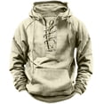 thumbnail image 1 of Xunlbb Men's Hoodie, Men's Retro Lace Up Hooded Long Sleeved T-shirt Solid ColorCasual Top S-3XL Great Gifts for Less, 1 of 4