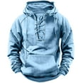 thumbnail image 1 of Xunlbb Men's Hoodie, Men's Retro Lace Up Hooded Long Sleeved T-shirt Solid ColorCasual Top S-3XL Great Gifts for Less, 1 of 4