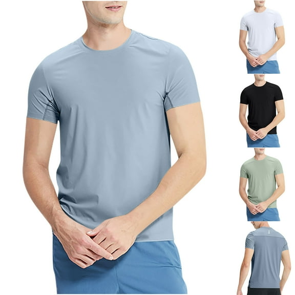 Xunlbb Men's Shirts Men'S Clothing Under $10 Fashionable Men's Tight Fitting Drying Casual Round Neck Short Sleeved Top, L-3XL