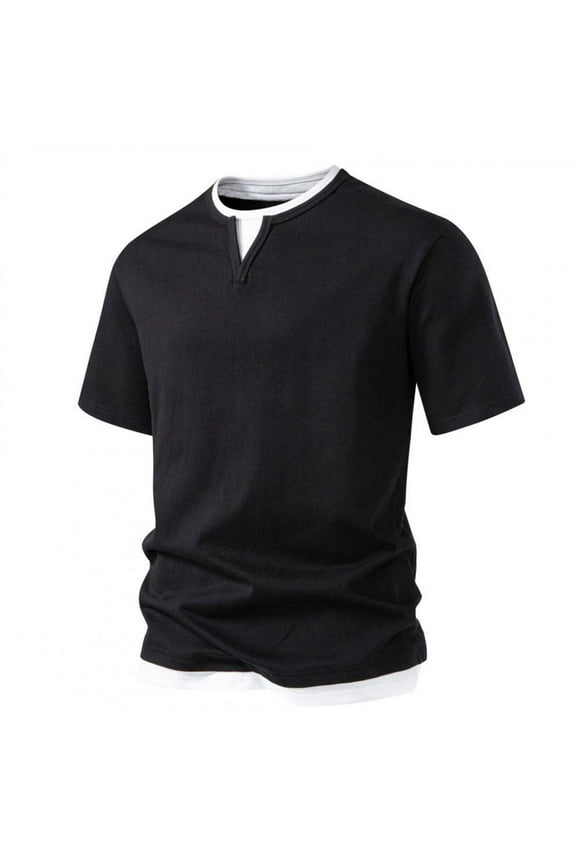 Men's Shirts Men'S Clothing Under $10 Man Double V-neck Short Sleeve T-shirt Large Size Fashion Fallow Priming T-shirt, S-2XL
