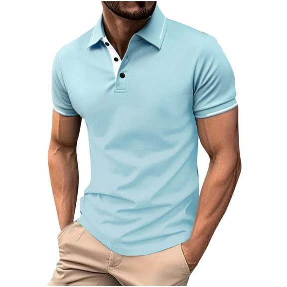 Xunlbb Men's Shirts Men'S Clothing Under $10 Man Fashion Leisure Solid Color Versatile Turndown Collar Short Sleeve Top, S-3XL