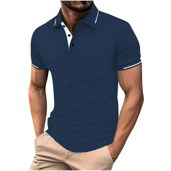 Xunlbb Men's Shirts Men'S Clothing Under $10 Man Fashion Leisure Solid Color Versatile Turndown Collar Short Sleeve Top, S-3XL