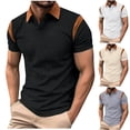 thumbnail image 1 of Xunlbb Men's Shirts Men'S Clothing Under $10 Man Solid-Color Casual Splicing Cedar Short Sleeve Turndown Collar Top, S-3XL, 1 of 8