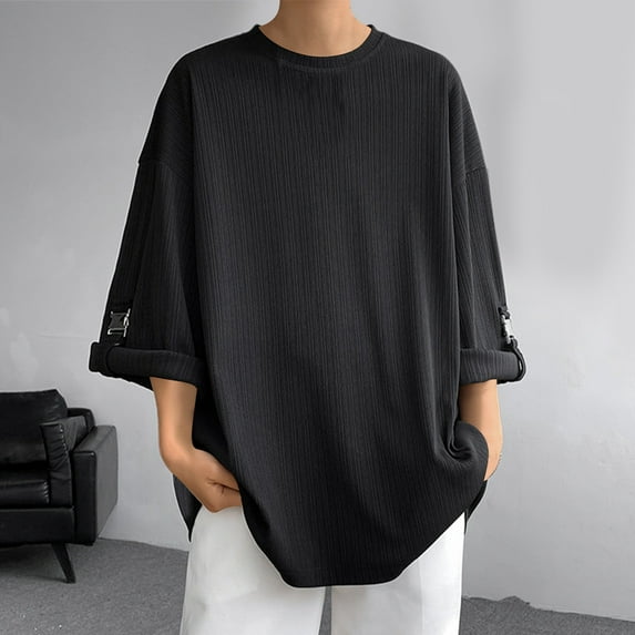 Xunlbb Men's Shirts Men'S Clothing Under $10 Men's Casual Solid Color Sleeve Buckle Round Neck Fashion Short Sleeve Shirt., M-5XL