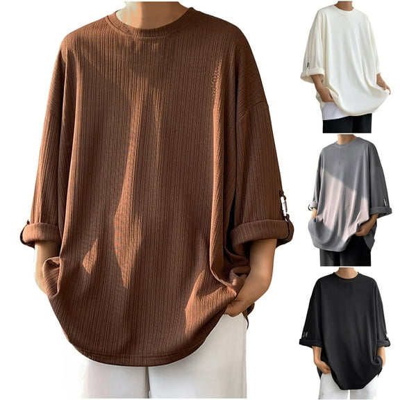 Xunlbb Men's Shirts Men'S Clothing Under $10 Men's Casual Solid Color Sleeve Buckle Round Neck Fashion Short Sleeve Shirt., M-5XL