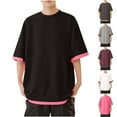 thumbnail image 1 of Xunlbb Men's Shirts Men'S Clothing Under $10 Men's Solid Color Casual Fake Two Piece Short Sleeved Round Neck Shirts, M-5XL, 1 of 6