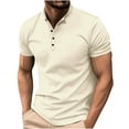 thumbnail image 1 of Xunlbb Men's Shirts Mens Casual Button Down Shirts Men's Solid Color Fallow Button Round Neck Sports Short Sleeve Shirt Gift for Him, S-3XL, 1 of 5