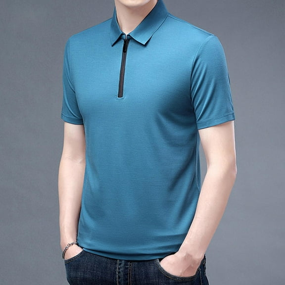 Tshirts Shirts for Men, Mens Fashion Casual Solid Pullover Round Neck Buttons Short Shirts