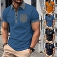 thumbnail image 1 of Xunlbb Men's Shirts Mens Dress Shirts Man Leisure Pocket Button Flip Collar Color Blocking Short Sleeve Gift for Him, S-3XL, 1 of 9