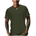 thumbnail image 1 of Xunlbb 50% Off Clear! Men Casual Solid With Pockets Sports Short-sleeved V-neck Fitness Training Clothes T-shirt Top Gift for Mmen, Olive Green M, 1 of 6