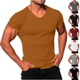 thumbnail image 1 of Xunlbb Men's Shirts T-Shirt for Men Fashionable Men's Solid Color Casual Tight Fitting V-neck Short Sleeved Top Gift for Him, M-4XL, 1 of 7