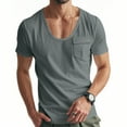 thumbnail image 1 of Xunlbb Men's Shirts T-Shirt for Men Men Solid Color Casual Fashion Round Neck Pockets Short Sleeve T-shirt Top, S-3XL, 1 of 9