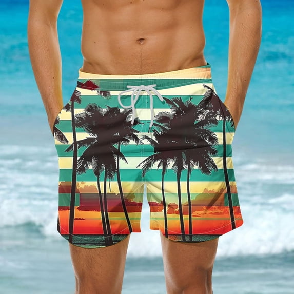 Xunlbb Men's Short Pants Quick-Dry Beach Shorts Lightweight Swim Trunks with Side Pockets Summer Vacation Fashion Comfortable Casual Wear Plus Size Holidays