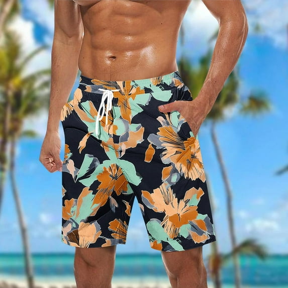 Xunlbb Men's Short Pants Summer Swim Shorts Lightweight Stretchy Fabric with Mesh Liner Quick-Dry Beach Trunks Sunshine Vacation Fashion Holidays Casual Wear