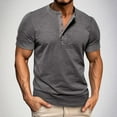 thumbnail image 1 of Xunlbb Men's Short Sleeves, Men's Fashionable Short Sleeved Button Round Neck Casual Solid Color Top on Clearance S-3XL, 1 of 9
