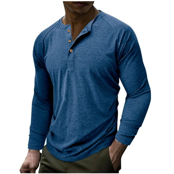 Xunlbb Men's Solid Color Top Casual Base Shirt Long Sleeved T-shirt,Size S-2XL