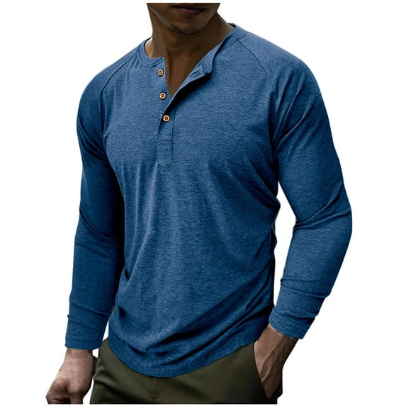 Xunlbb Men's Solid Color Top Casual Base Shirt Long Sleeved T-shirt,Size S-2XL