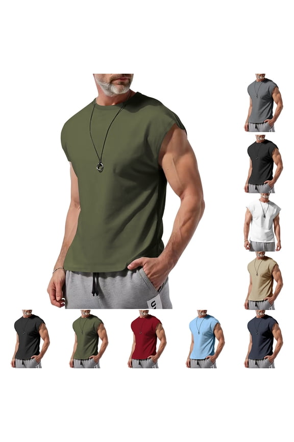 Men's Tank Tops Slim Fit Summer Athletic Tank Top with Compression Support Features Round Neck Sleeveless Essential for Building Muscle Gym Training Plus Size
