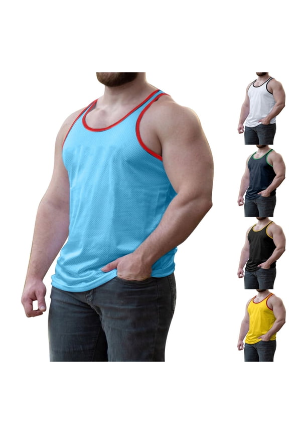 Men's Tank Tops Slim Fit Summer Athletic Tank Top with Compression Support Features Round Neck Sleeveless Essential for Building Muscle Gym Training Plus Size