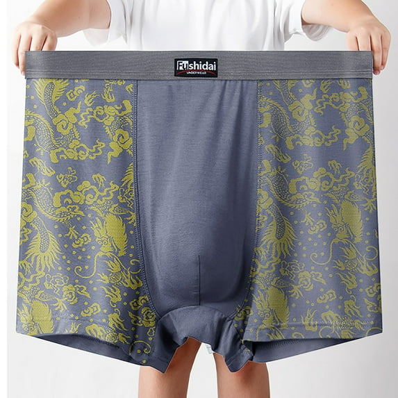 Xunlbb Men's Underwear Men's High Waisted Plus Size Men's Flat Underwear Wide Waistband Print Four Corners Holiday Gifts for Men
