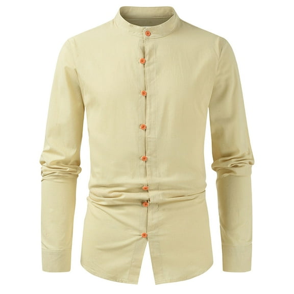 Xunlbb Mens Long Sleeve Tee Shirts, Men's New Casual Loose Button Solid Color Breathable Shirt Long Sleeved M-3XL Gift for Him