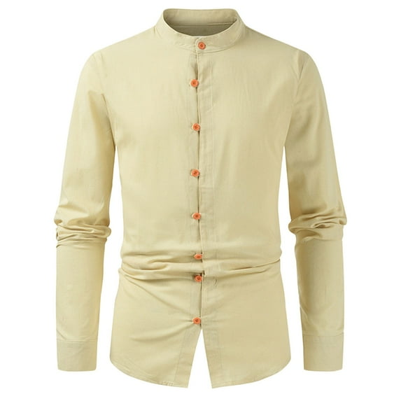 Xunlbb Mens Long Sleeve Tee Shirts, Men's New Casual Loose Button Solid Color Breathable Shirt Long Sleeved M-3XL Gift for Him