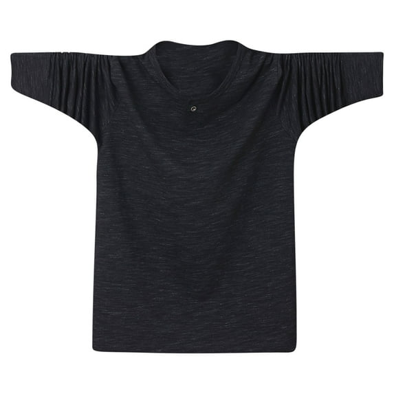 Xunlbb Mens Long Sleeve Tee Shirts, Men's Plus Size Top Loose Collar Thin Long Sleeved T-shirt Long Sleeved Round Neck Top/shirt L-6XL