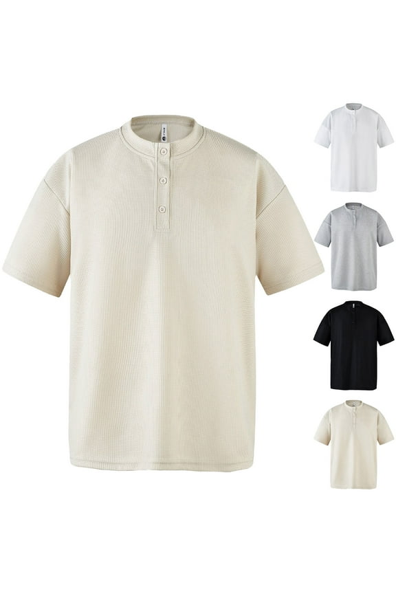 Mens Shirt Men'S Clothing Under $10 Men's Casual Short Sleeved Top Solid Color Loose Collar Fashionable Short Sleeved Men's Top Short Sleeved Round Neck Top/shirt, M-2XL