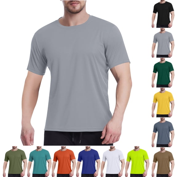 Xunlbb Mens Shirt Men'S Clothing Under $10 Fashionable Men's Solid Color Short Sleeved Mesh Breathable Tight Fitting T-shirt, M-3XL