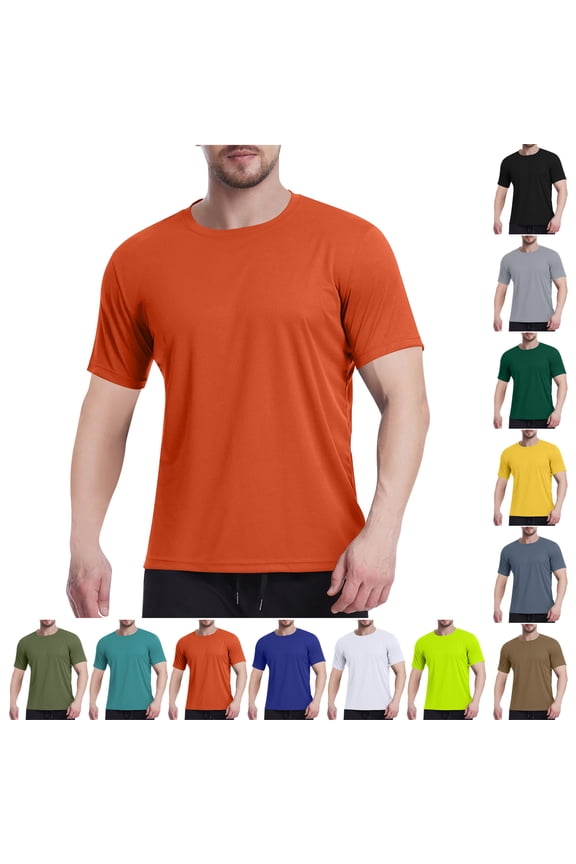 Mens Shirt Men'S Clothing Under $10 Fashionable Men's Solid Color Short Sleeved Mesh Breathable Tight Fitting T-shirt, M-3XL