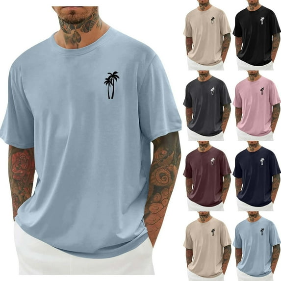 Xunlbb Mens Shirt Men'S Clothing Under $10 Men Print Round Neck Casual Fashion Short Sleeve Round-Neck Blouses Shirts, S-5XL
