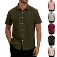 thumbnail image 1 of Xunlbb Mens Shirt Mens Casual Button Down Shirts Men Casual Solid Color Turndown Collar Button Short Sleeved Shirt on Clearance, S-3XL, 1 of 9